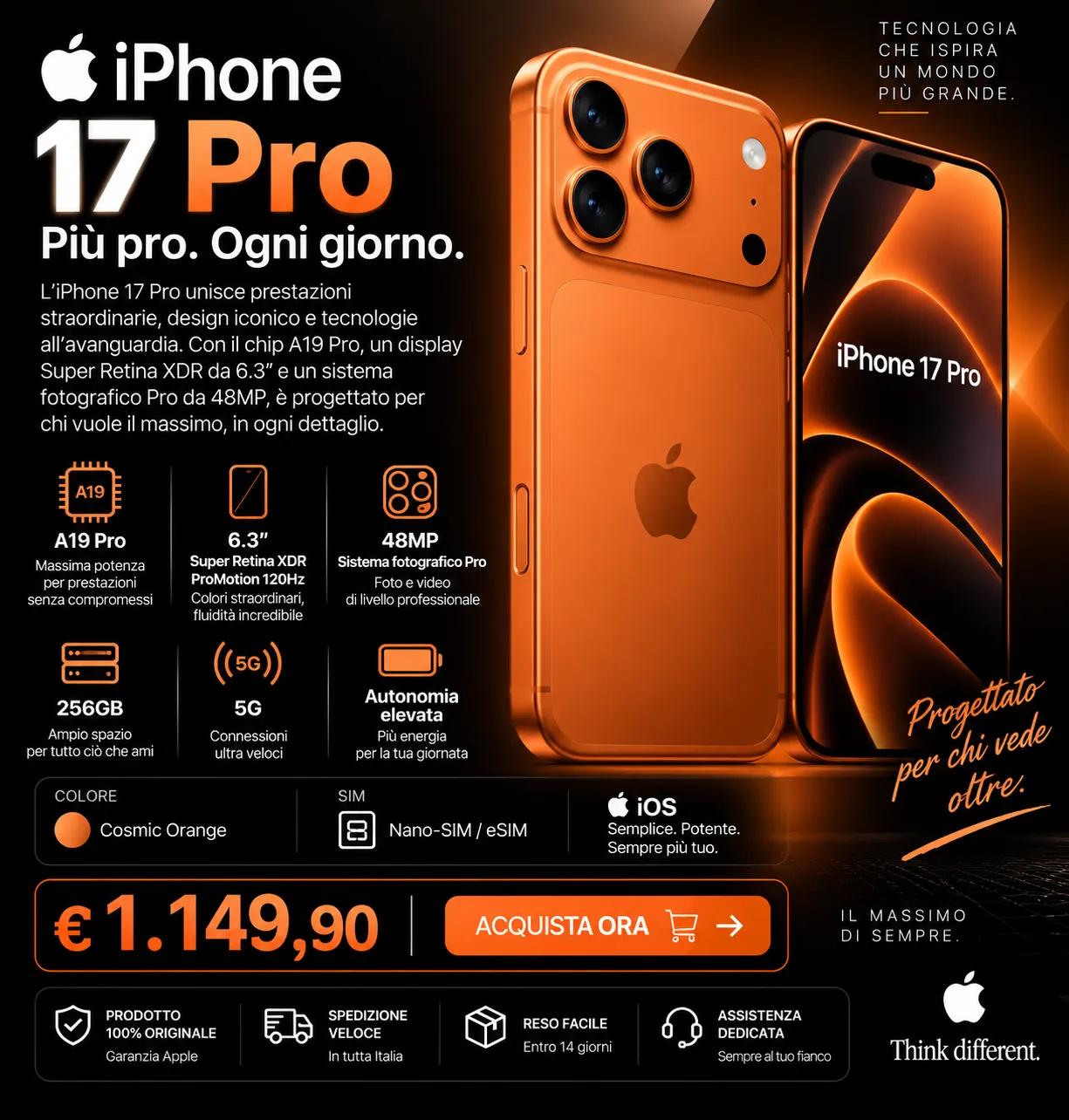 Apple iPhone 17 Pro 256GB Cosmic Orange: recensione, caratteristiche, prezzo e scheda tecnica 1