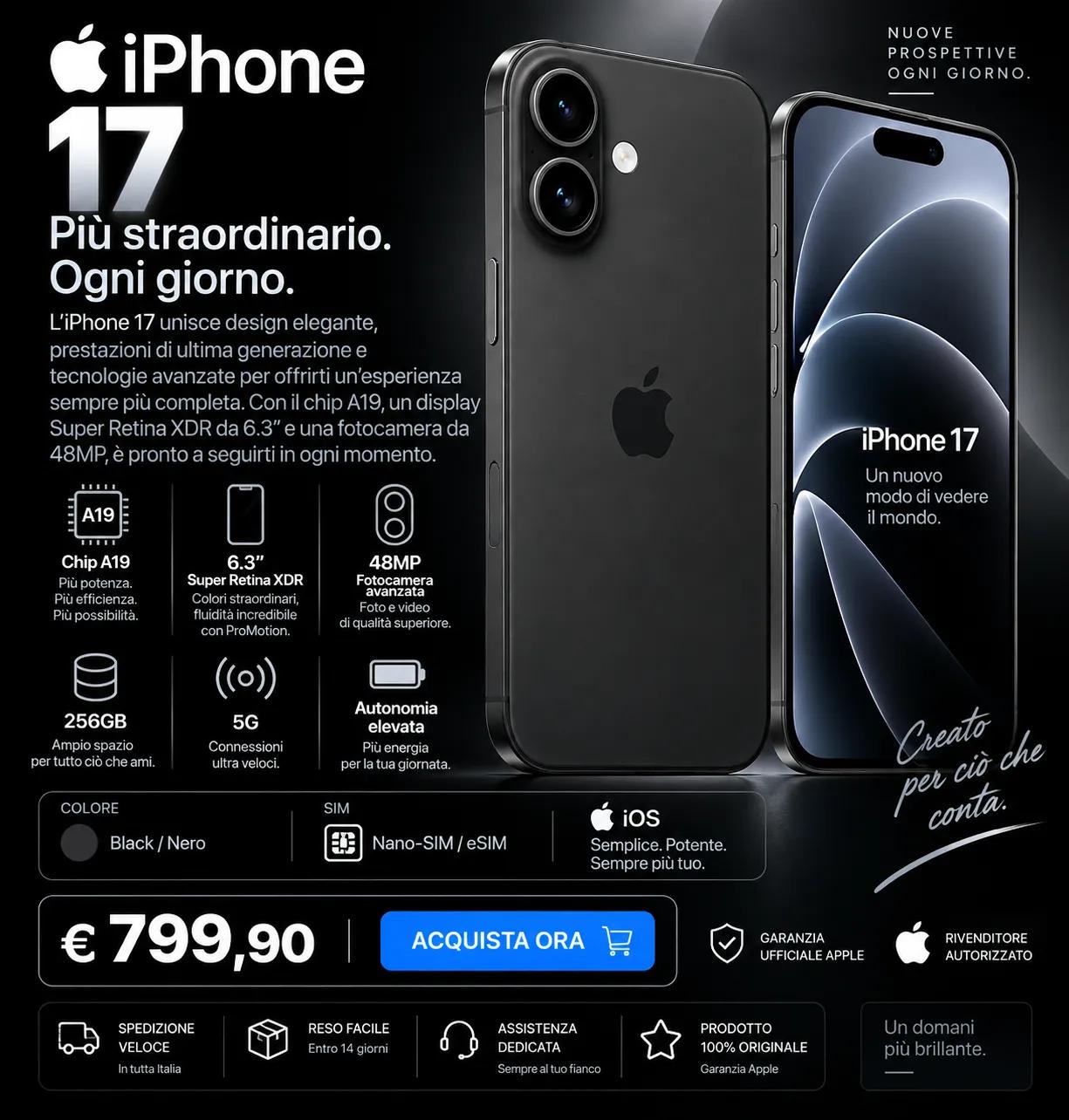 Apple iPhone 17 256GB Nero: recensione, caratteristiche, prezzo e scheda tecnica 1