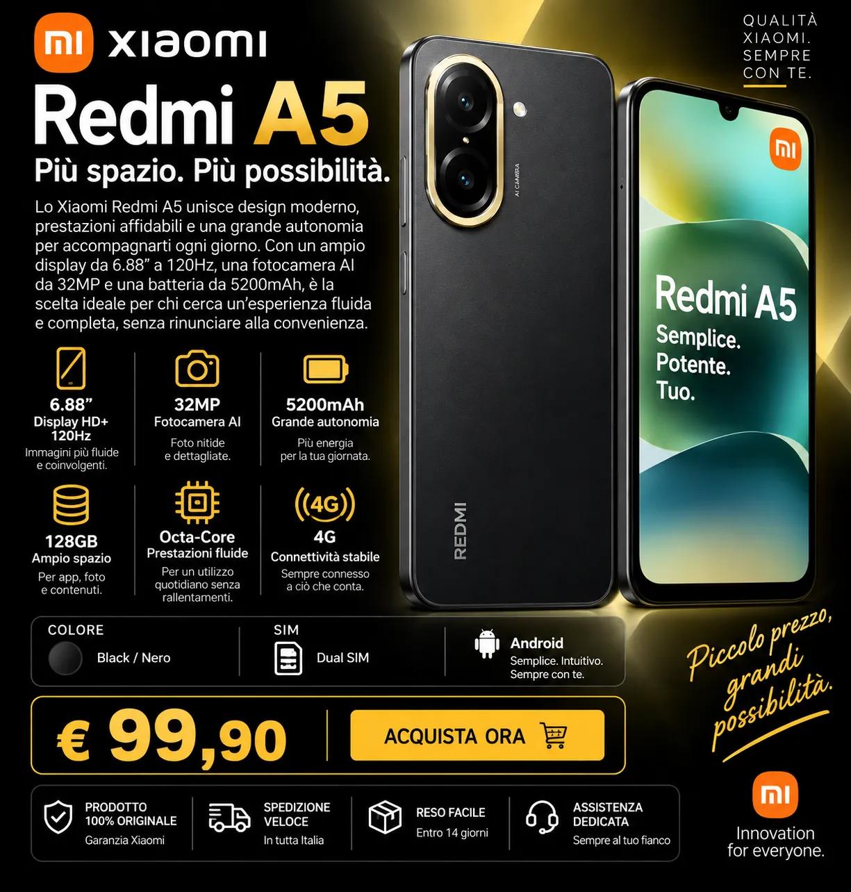 Xiaomi Redmi A5 128GB Nero: recensione, caratteristiche, prezzo e scheda tecnica 1