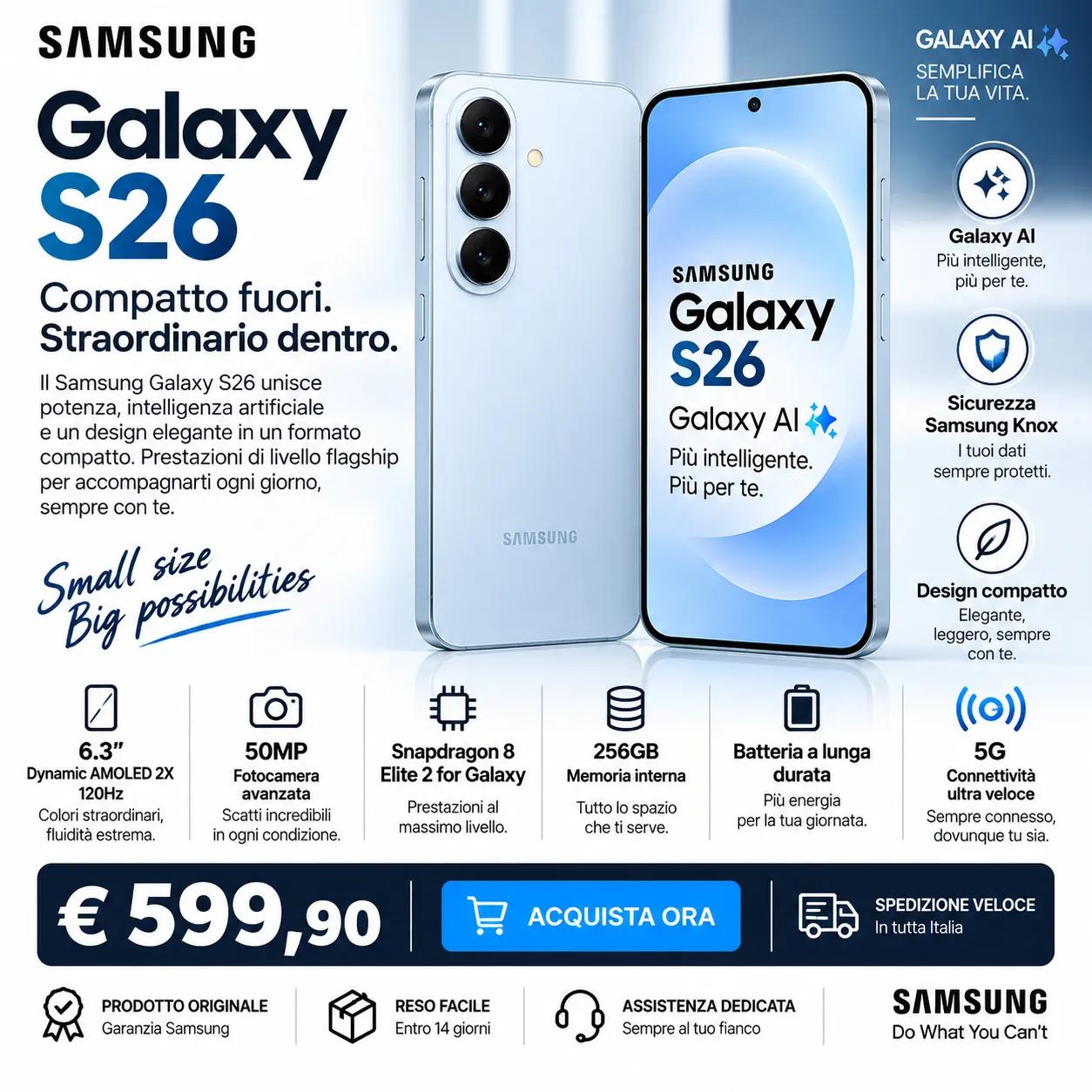 Samsung Galaxy S26 256GB – Smartphone 5G con Galaxy AI 1