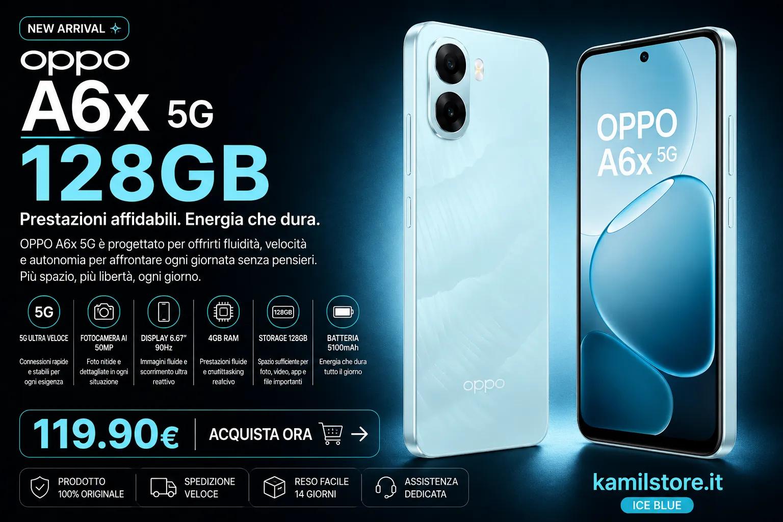 OPPO A6x 5G 128GB Ice Blue: recensione, caratteristiche, prezzo e scheda tecnica